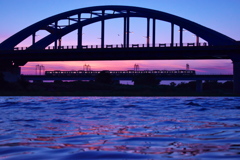 暮れる多摩川丸子橋