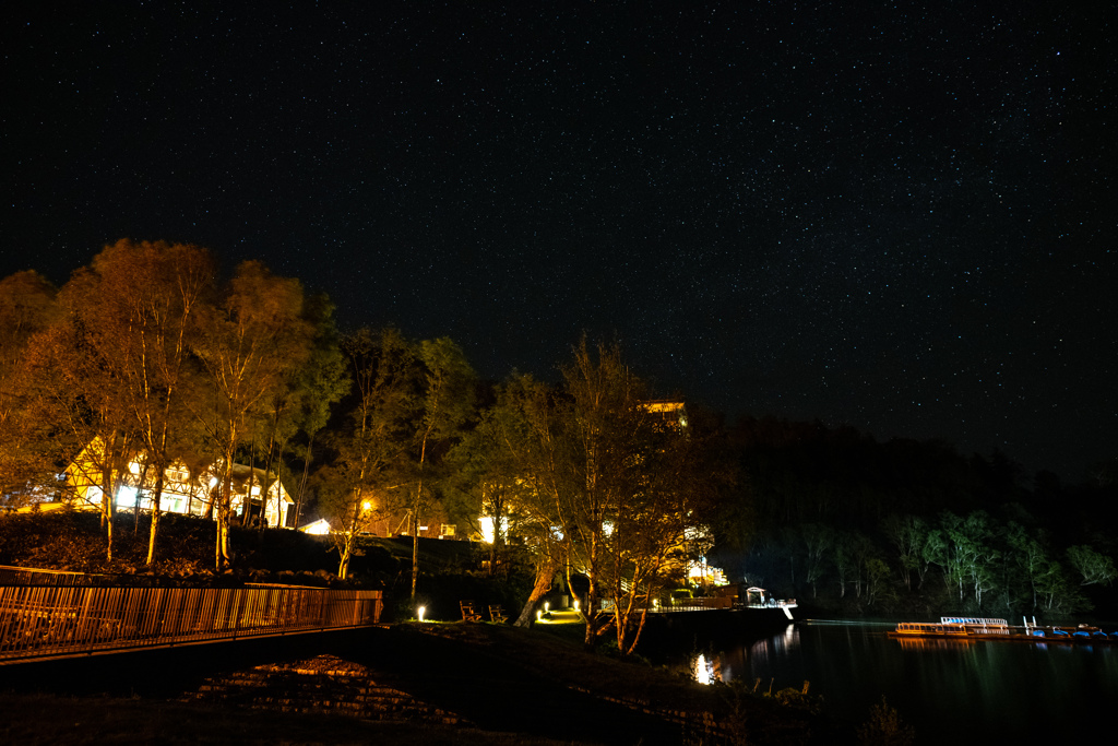 然別湖畔公園と星空
