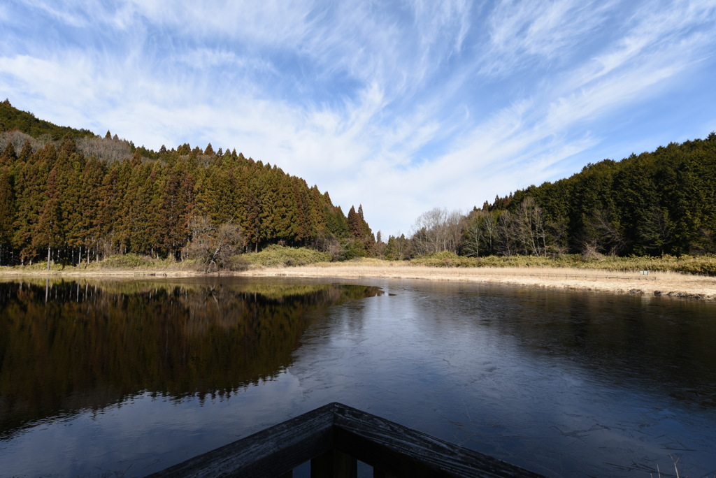 薄氷の湖面