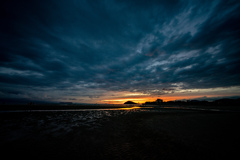 父母が浜　夕景