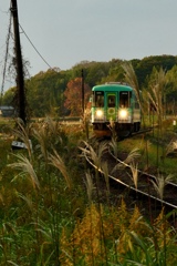 秋の夕暮れ列車