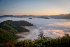 雲海と山を照らす
