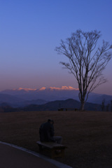 夕景の乗鞍岳