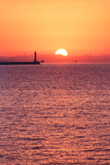 中島埠頭　朝日
