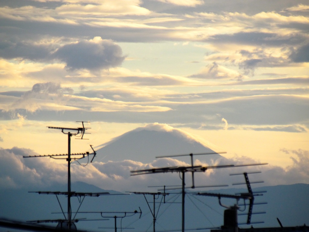 都内の住宅地から望む富士の雲海