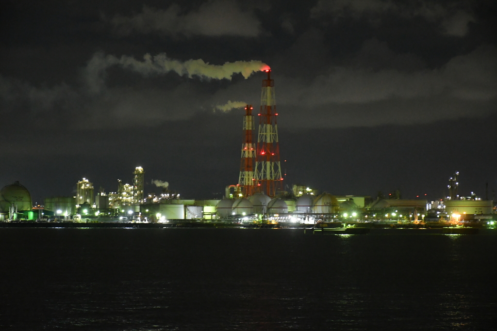 工場夜景。