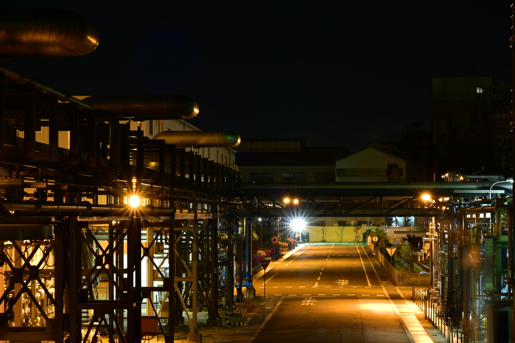 工場夜景。