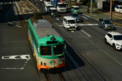 高知路面電車俯瞰図。