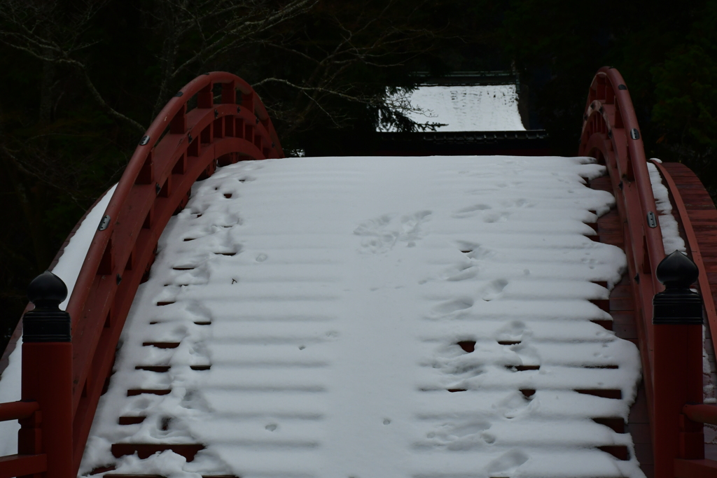 雪の太鼓橋。