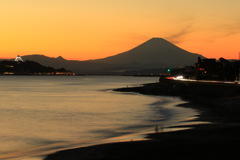 夕景の富士