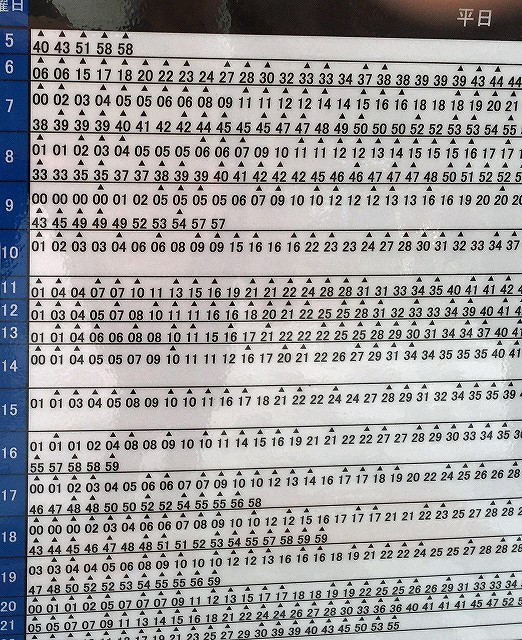 あるバス停の時刻表