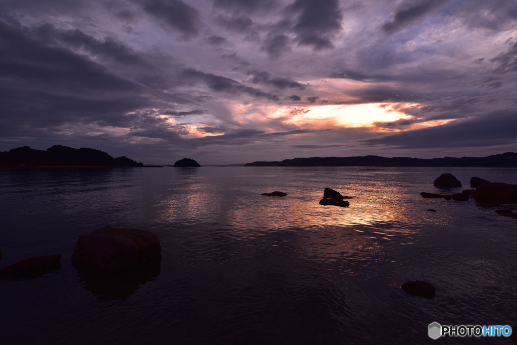 島の夕暮