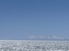 知床連山と流氷