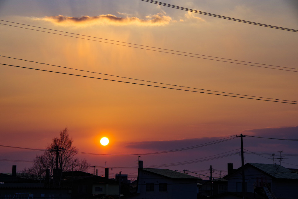 町の夕暮れ