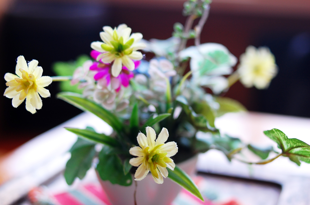喫茶店の造花