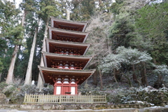 室生寺五重塔 少し白化粧