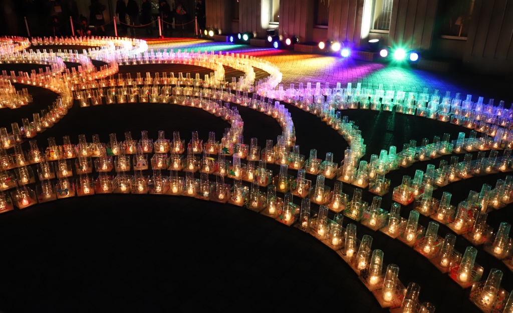 波千鳥模様のキャンドル