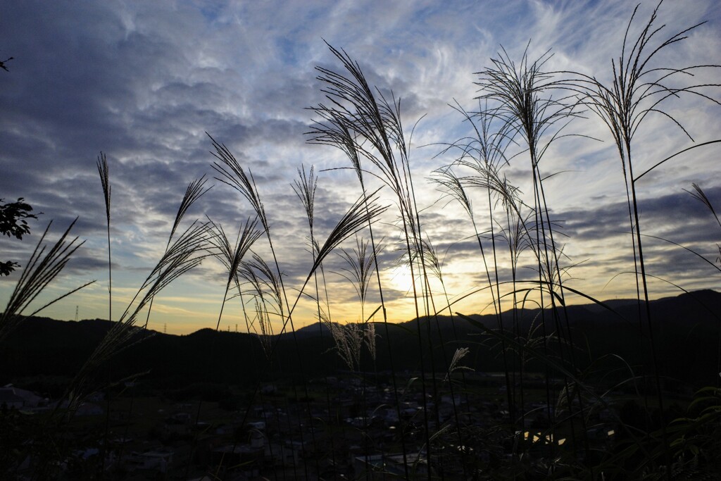 小さな町の夕日