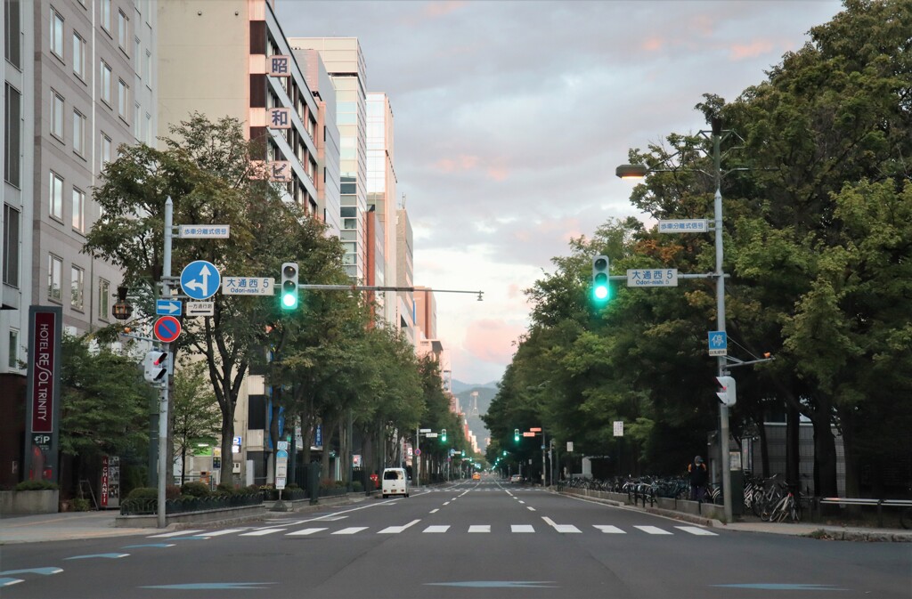 早朝の大通公園