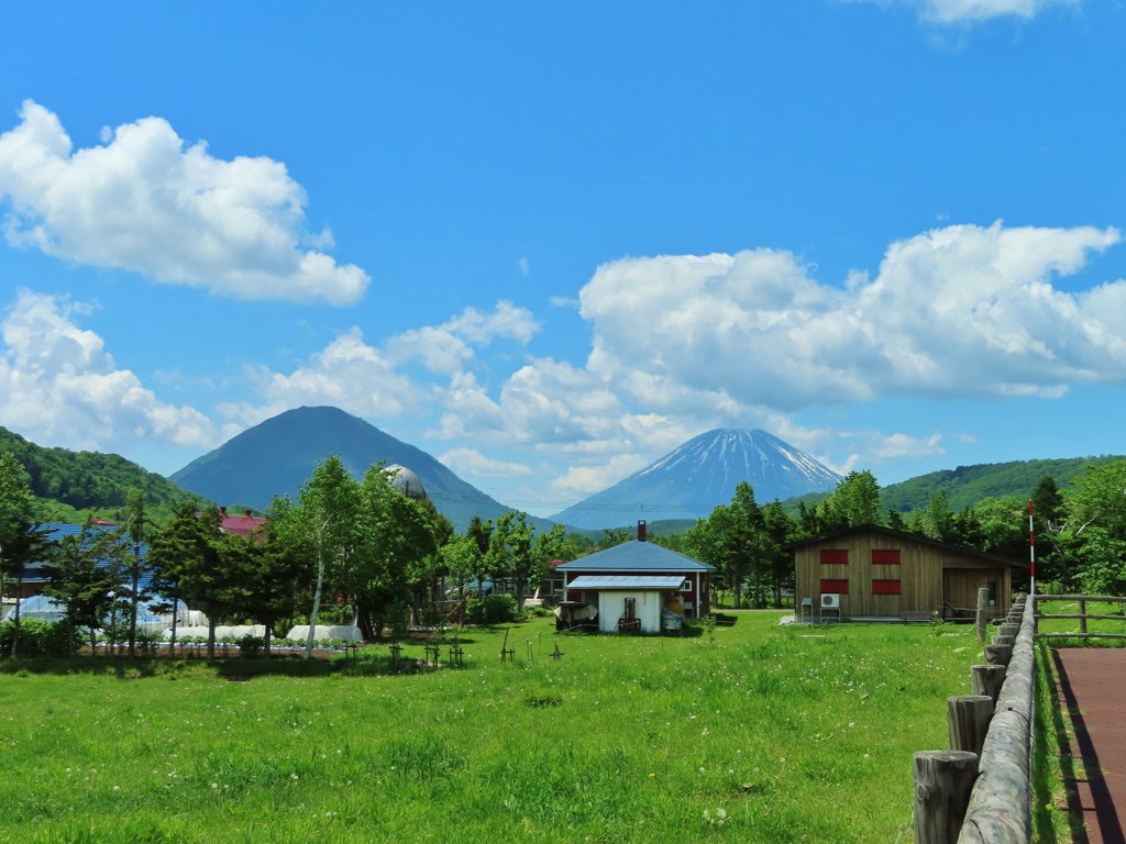 ある牧場からの風景　　羊蹄山を