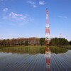 水田と鉄塔と、青空