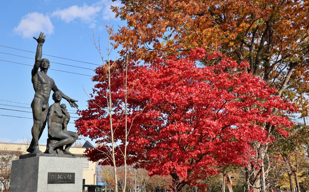 像と紅葉