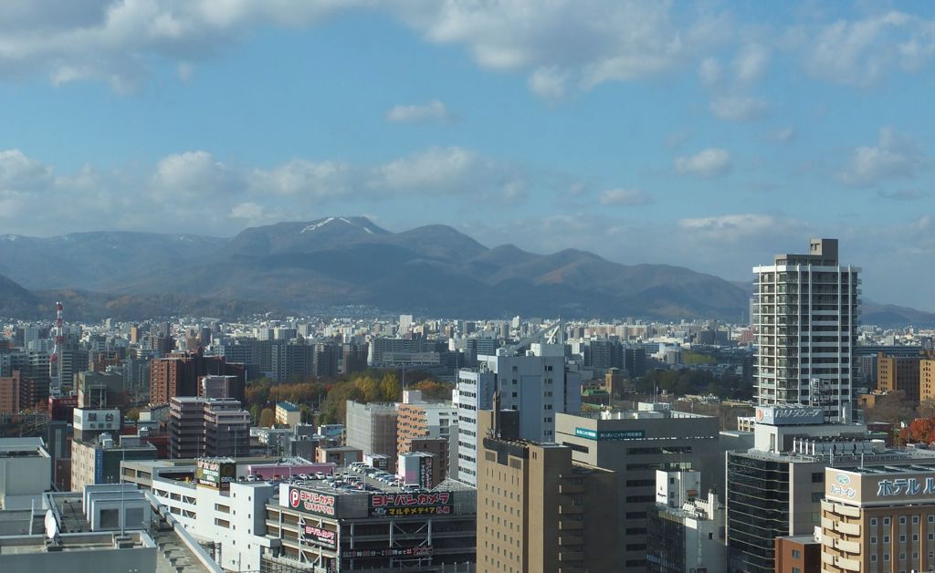 札幌の街並みと手稲山