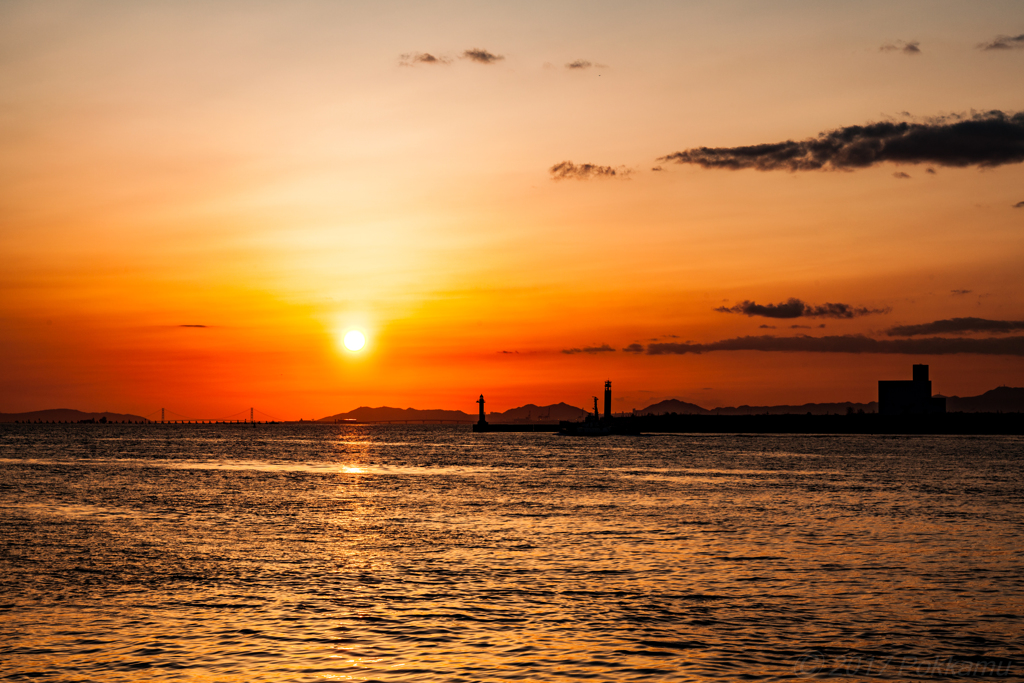 南港 夕日