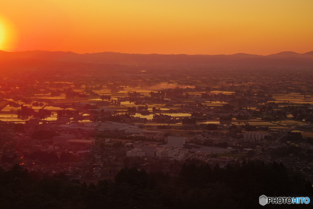 砺波平野の夕焼け