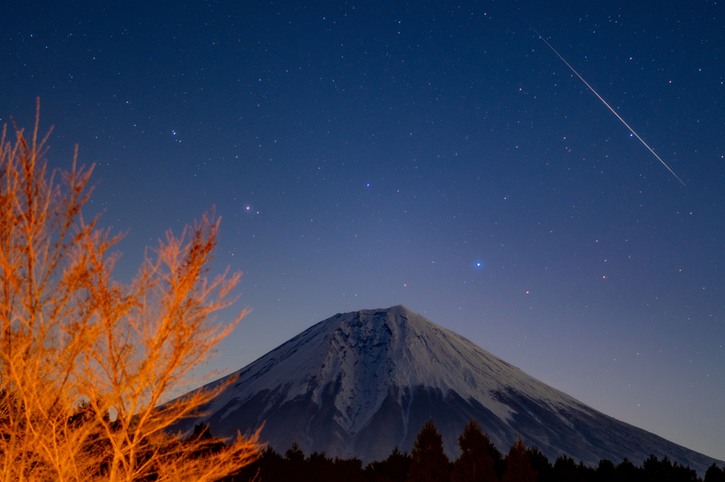 富士と流星