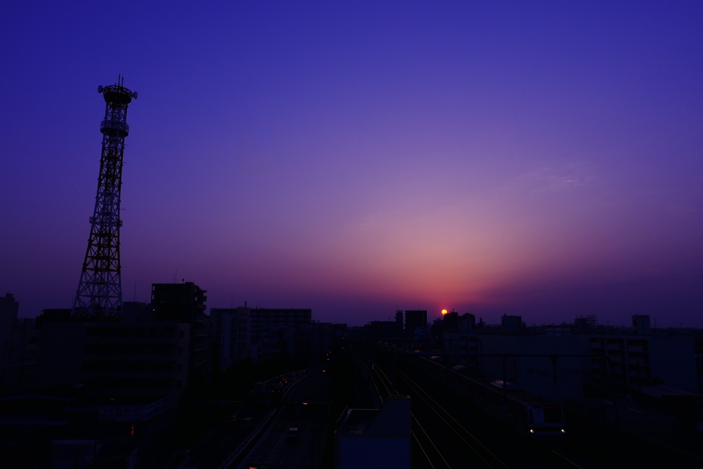 休日の夕日