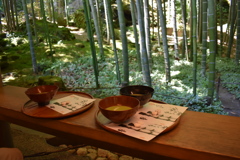 Temple and macha green tea