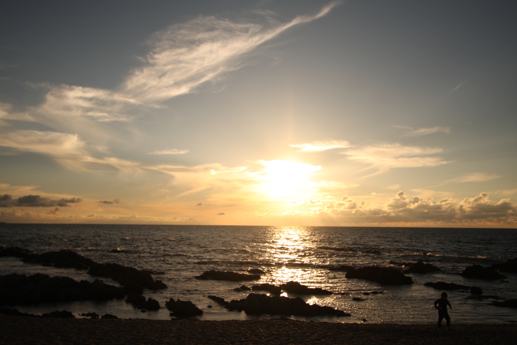 新潟　14日の夕日