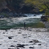 川の真中に立ち
