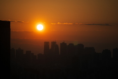 新宿に沈む夕陽