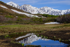 残雪の白馬三山
