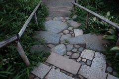 雨の後の石の階段