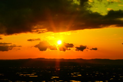 散居村の夕景