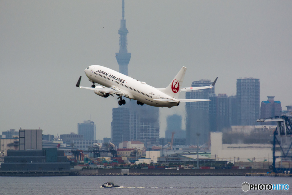 スカイツリーと飛行機①