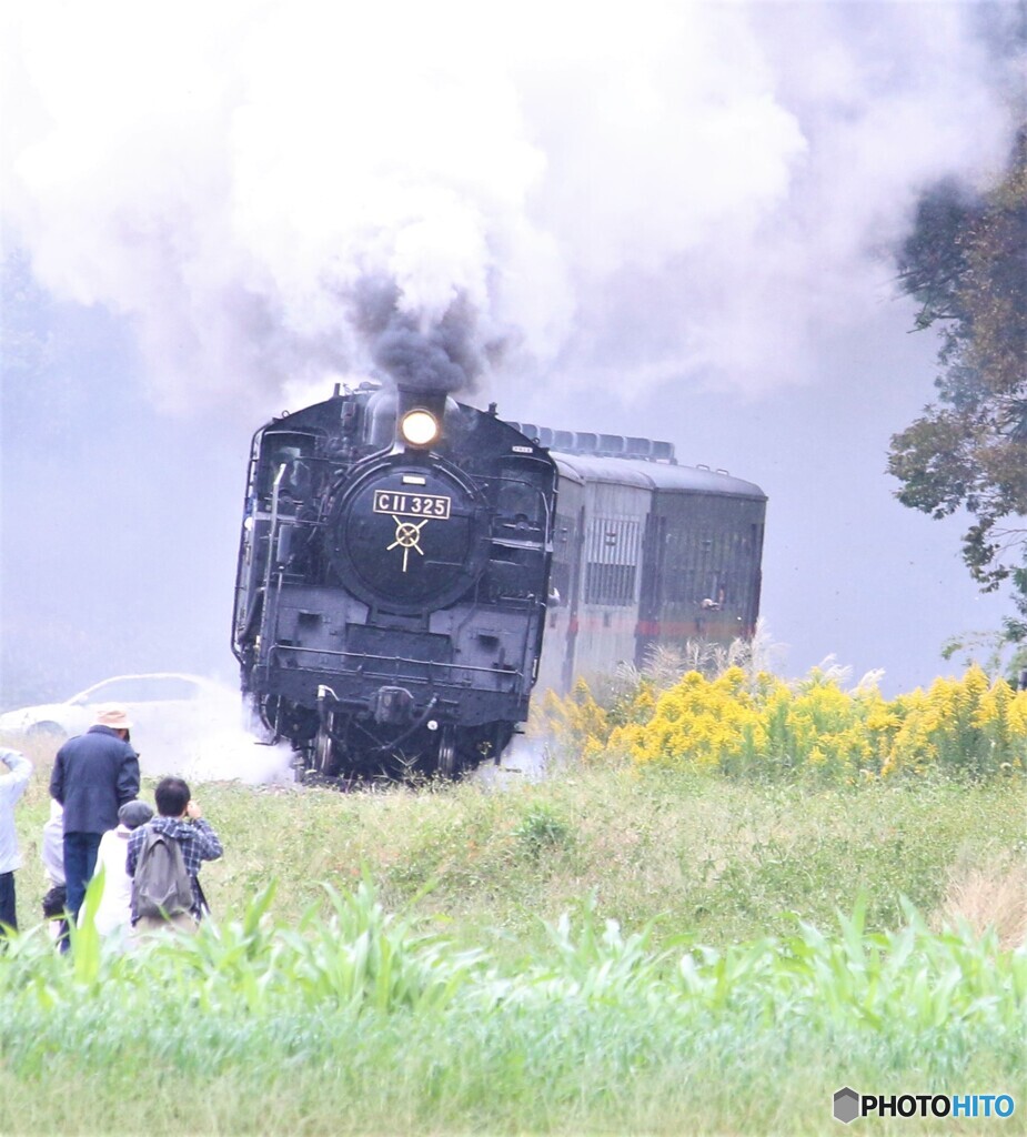 重連運転・蒸気機関車。