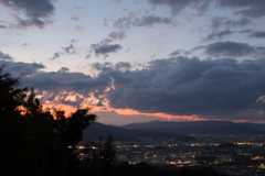 夜景と夕日