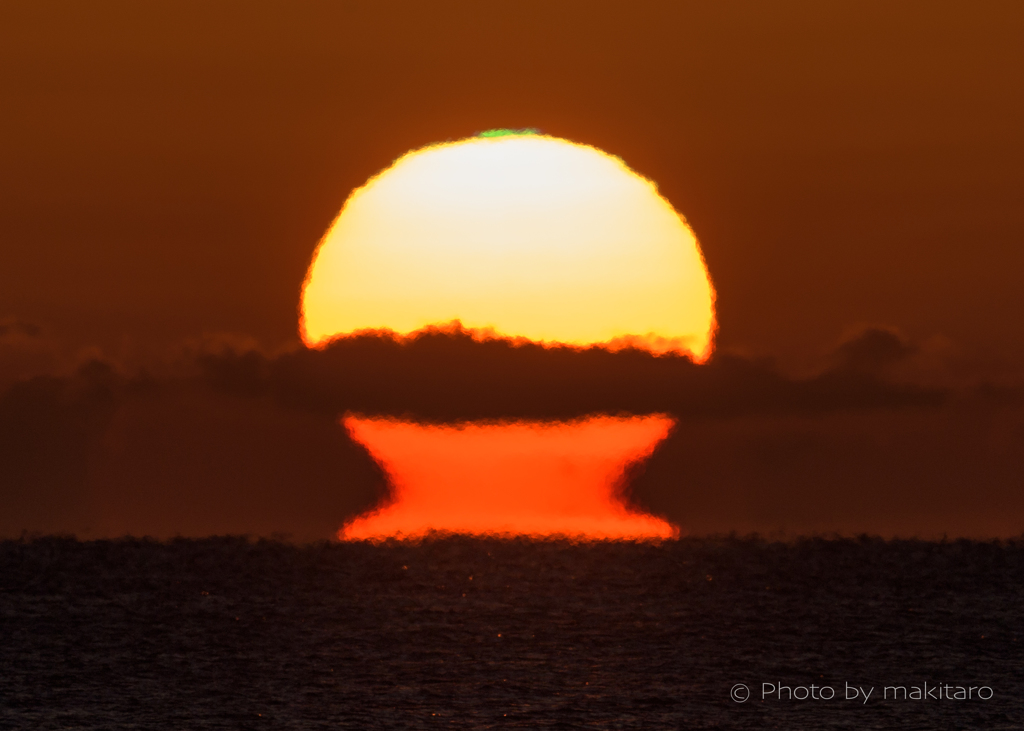 瀬戸の夕陽　「グリーン出ました！」