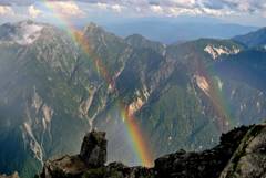 立山にダブルレインボー