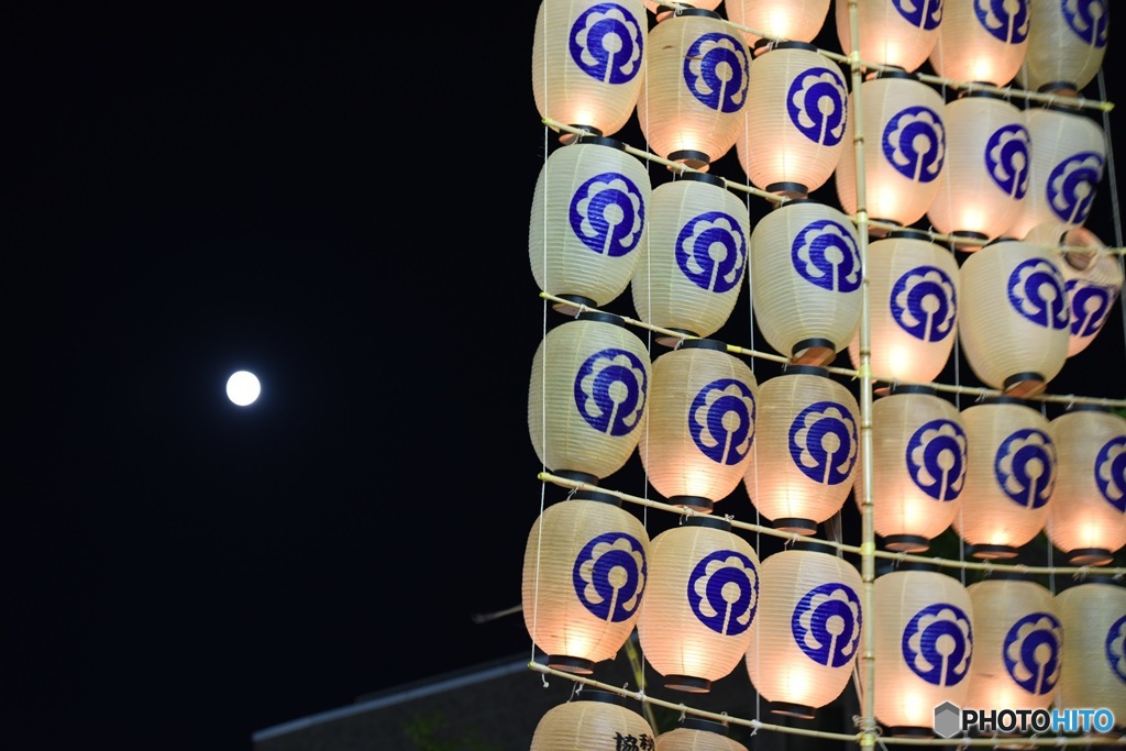 月夜と竿燈