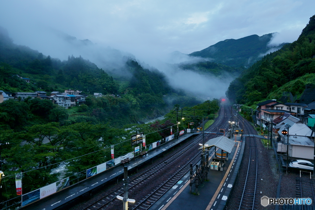 雨煙る朝