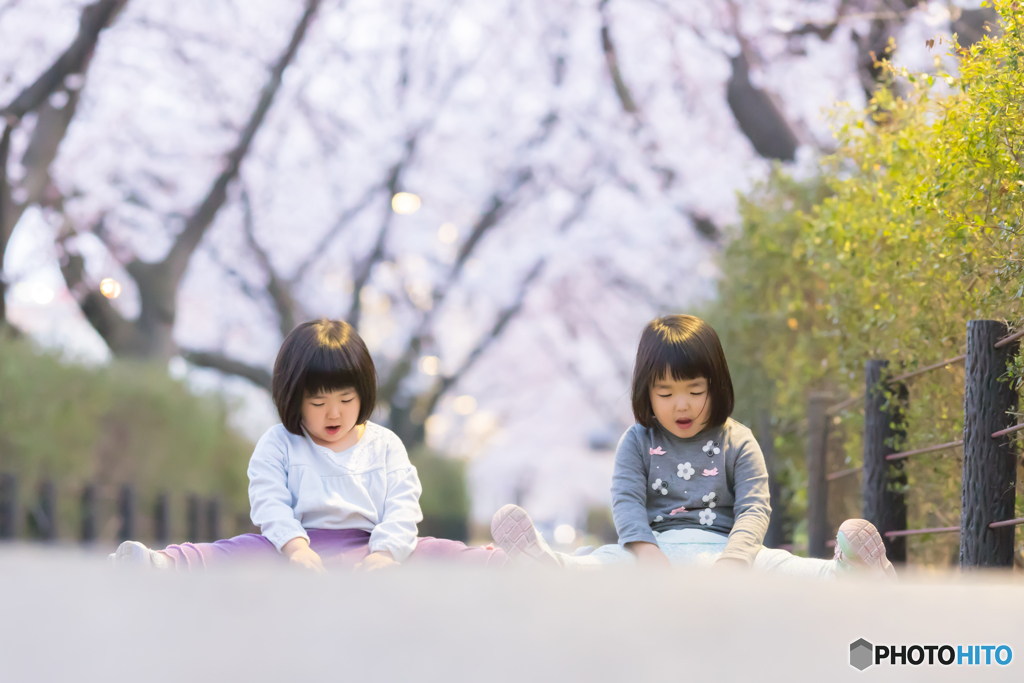 桜より砂遊び