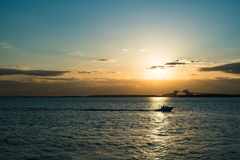 sunset view of tokyo bay