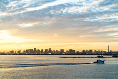 sunset  view of tokyo bay