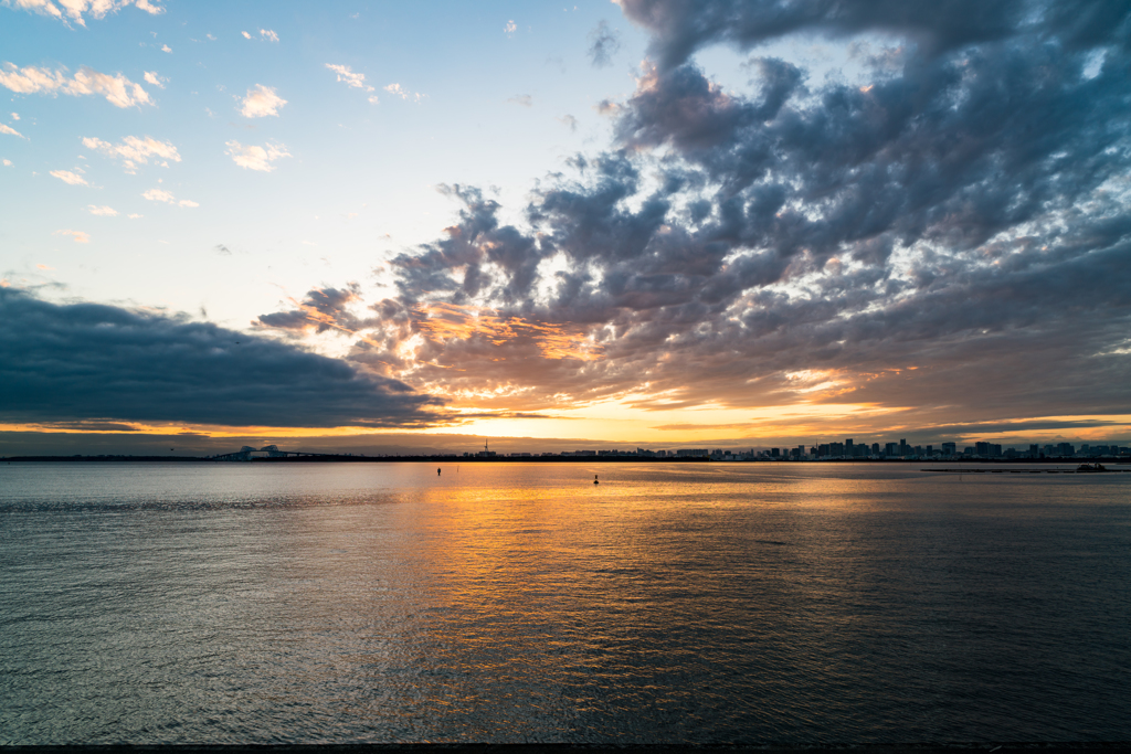 sunset  view of tokyo bay