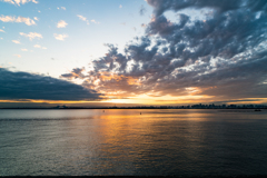 sunset  view of tokyo bay